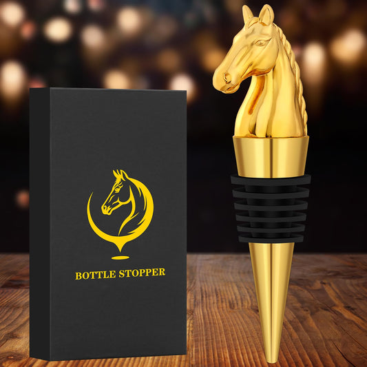 LULLEA Horse Head Wine Stopper, Gold, Horse Gifts for Men & Women, Bottle Stopper for Wine & Champagne