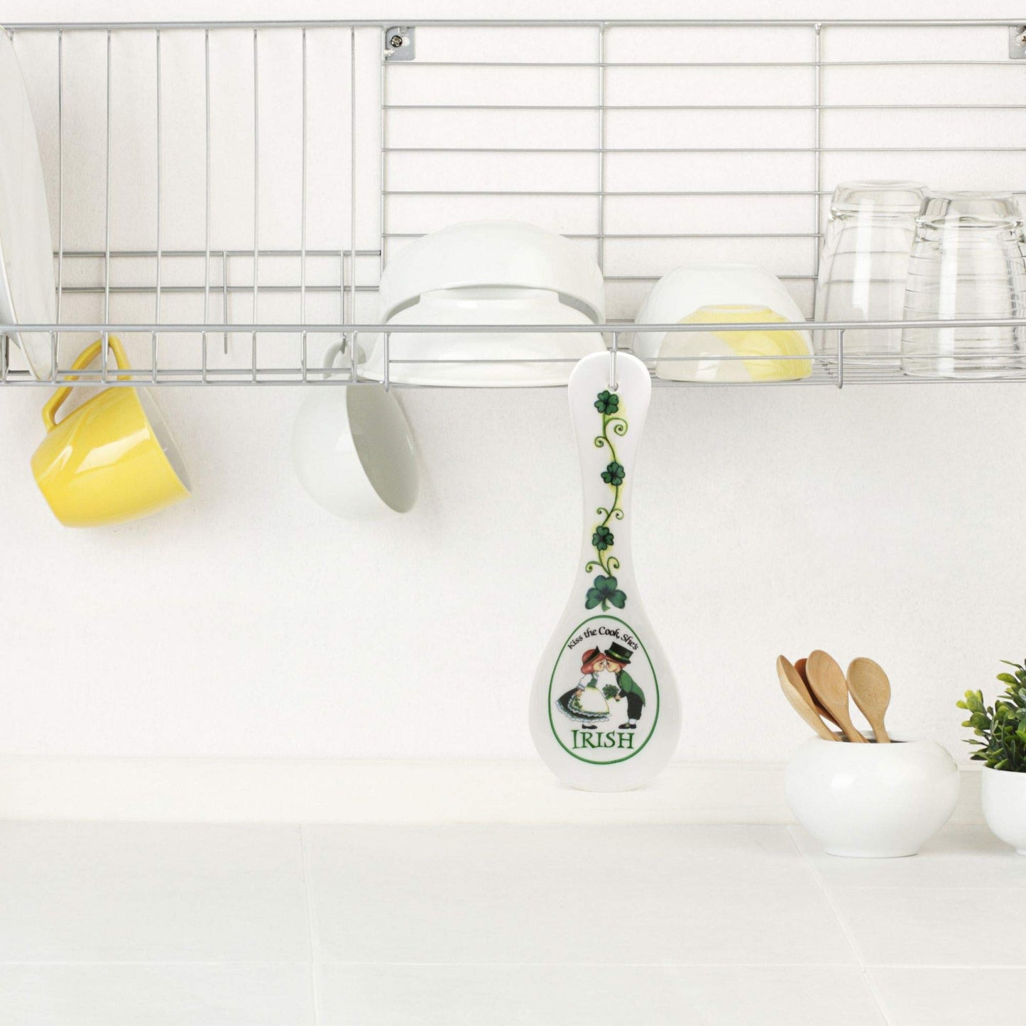 Decorative Ceramic Kitchen Spoon Rest by E.H.G | "Kiss The Cook, She's Irish"…