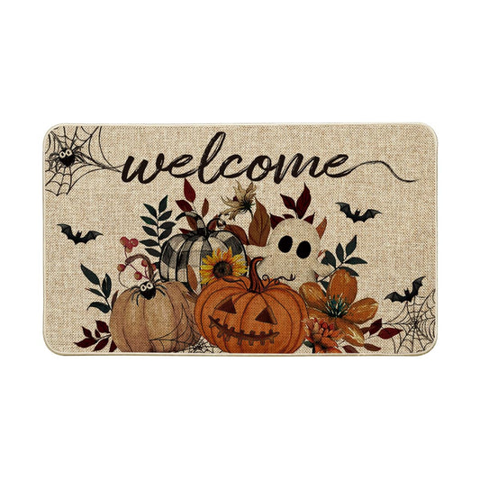Artoid Mode Ghosts Boo Pumpkin Welcome Halloween Doormat, Low-Profile Switch Rug Door Home Decor Mat Floor Mat for Indoor Outdoor 17x29 Inch