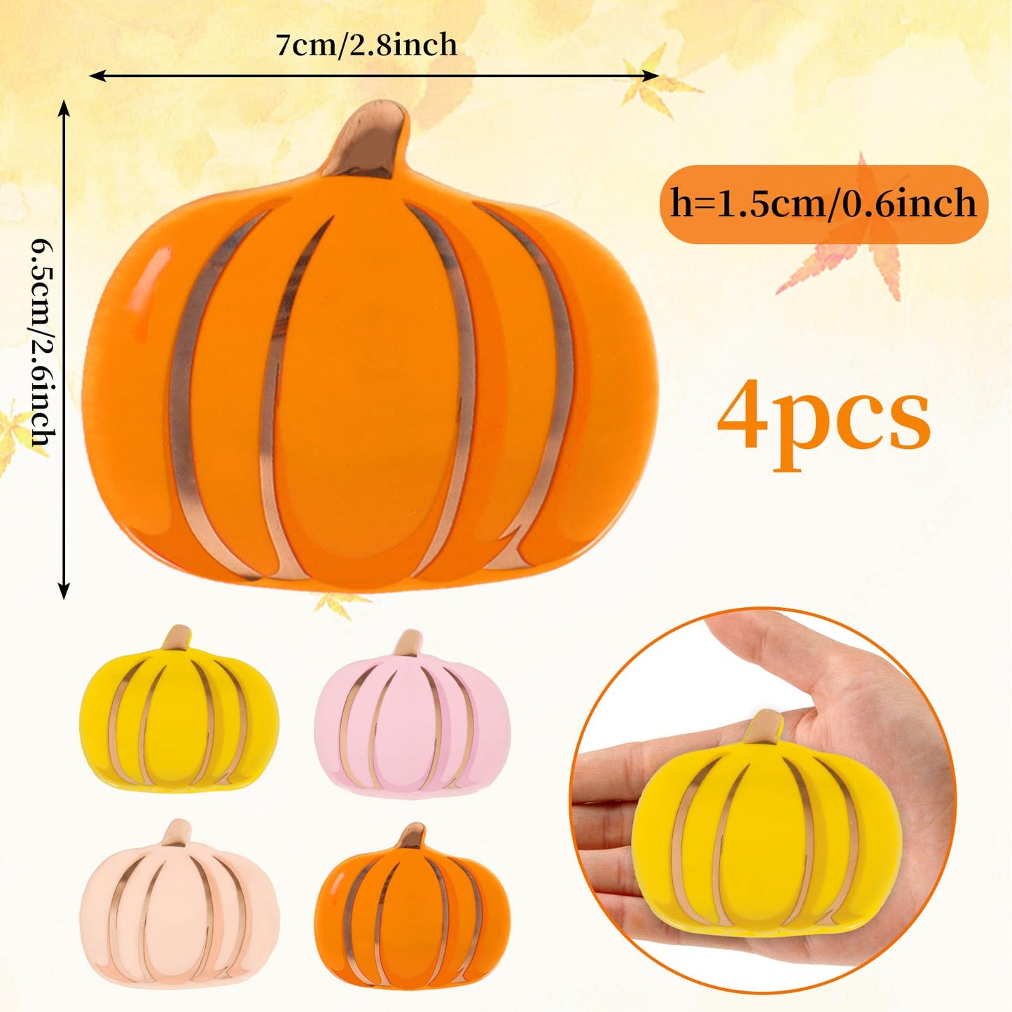 JarThenaAMCS 4 Pcs Fall Spoon Rest Pumpkin Shaped Ceramic Spoon Holder Sauce Dishes 2.7 Inch Ceramic Coffee Spoons Holder for Autumn Coffee Stirrer Teaspoon Bar Accessories Kitchen Office Decor