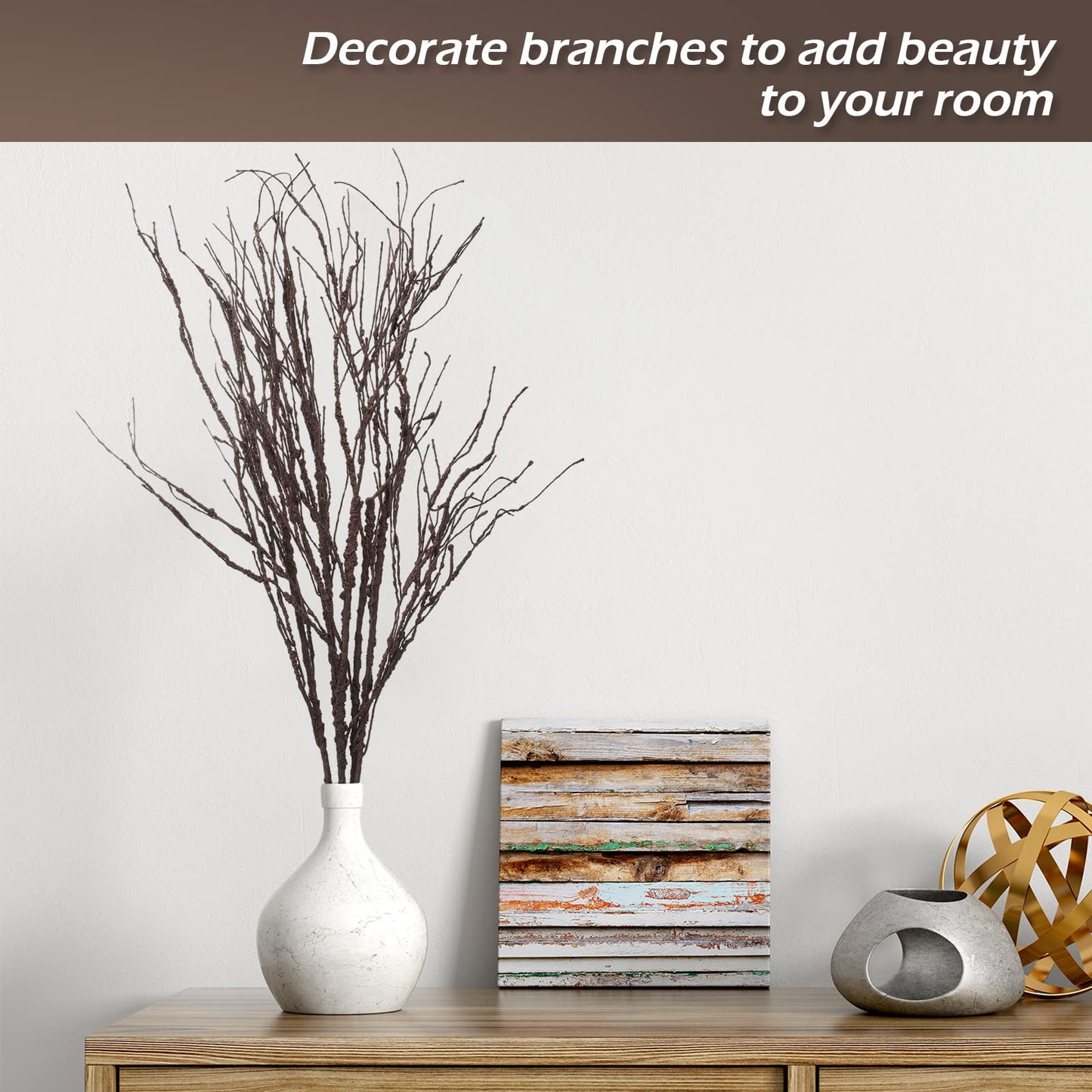 Yunsailing 20 Pcs 35.4'' Tree Branches for Summer Decoration Curly Willow Branches Twigs for Vases Tree Gifts Floral Dried Bendable Artificial Twigs for Decorative Sticks(Dark Brown)