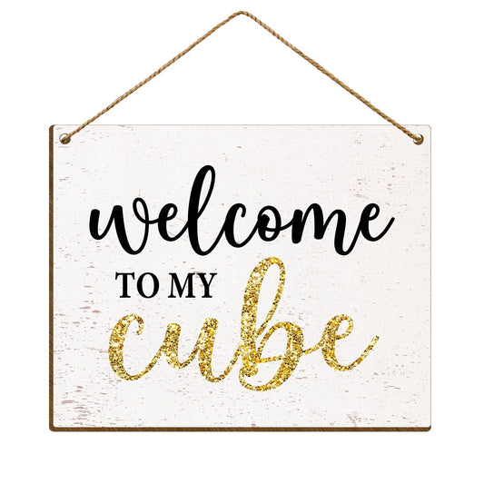 Welcome Cubicle Decor, 8 X 10 Inches Funny Office Space Decor Wall Hanging Wooden Signs for Wall Hanging Decor, Decorative Signs & Plaque -53