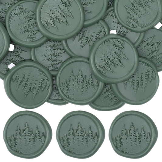 Green Tree Wax Seal Stickers - 50 Pcs Vintage Wax Seal Stickers for Wedding Invitation Party, Self-Adhesive Embossed Sealing Sticker for Envelope Birthday Christmas Gift Wrapping