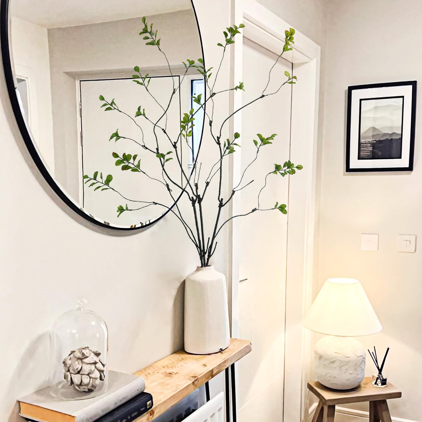 Krissing 3 Pcs Faux Greenery Stems, 37" Tall Fake Ficus Twig Stems Plants Artificial Greenery Stems Branches for Vase Indoor Office Desk Home Spring Table Decor