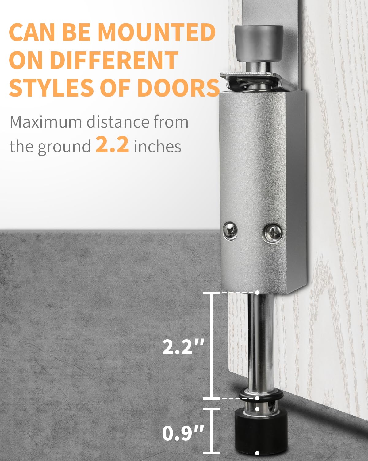 Door Stop - Heavy Duty Spring Loaded Step Down Push On Door Holder/Stopper - Foot Operated Door Holder for Outdoor and Commercial Use (1, Silver)