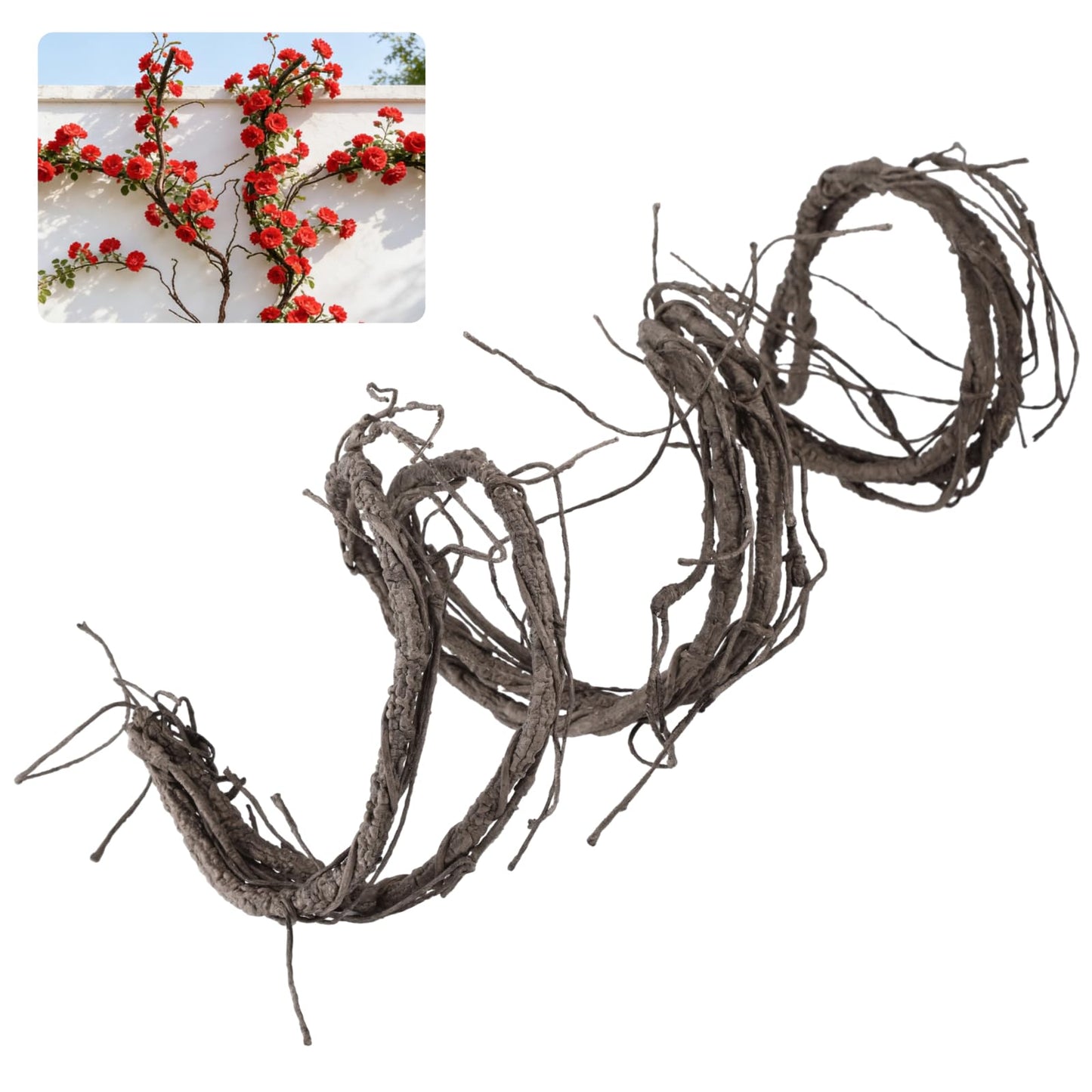 9.8 Ft Brown Artificial Grapevine Garland, Small Faux Tree Trunk Garland with Flexible Branches, Realistic Reptile Habitat Decoration for Wedding, Party, Home Decor