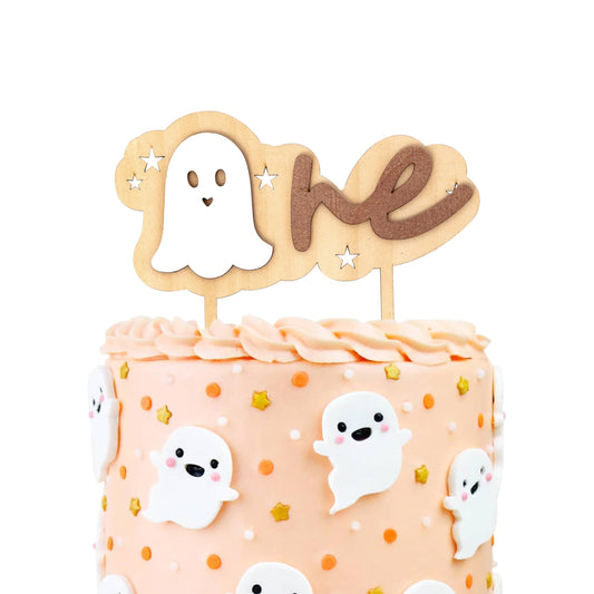 Vgaruint Wooden Spooky One Cake Topper - Halloween 1st Birthday Party Decorations,The Spooky One Birthday Decor, Ghost Cake Smash Photo Props