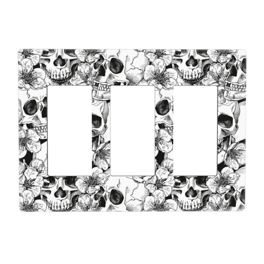 Gothic Skull Floral Skeleton 3 Gang Triple Rocker/Decorator Light Switch Wall Plate Cover Decorative GFCI Electrical Faceplate Switchplate Dimmer