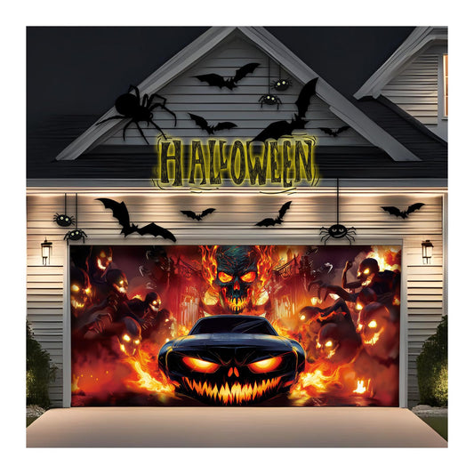 ZELLAHJOYI Halloween Garage Door Banner - 6x13 ft Skull Large Hanging Backdrop Halloween Garage Door Cover Wall Decorations for Outdoor Indoor, Holiday Party, Home, Yard, and Window Decoration