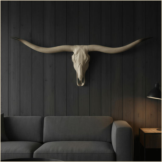 SZTGR Bison Bull Skull Wall Decor - Longhorn Sculptures Wall Plaque Art - Crafts Ornaments Bull Horns - Environmental Friendly Resin Skull Sculpture Wall Hanging Art