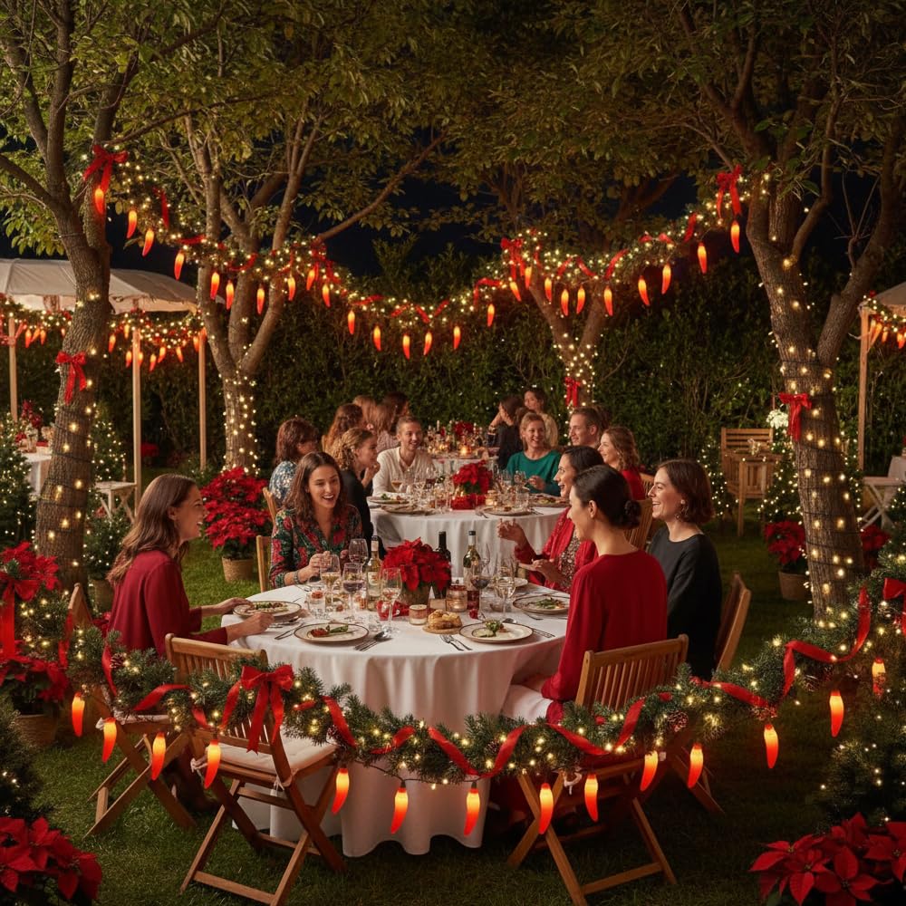 Chili Pepper String Lights,13.6FT, Outdoor Indoor Waterproof Plug-in