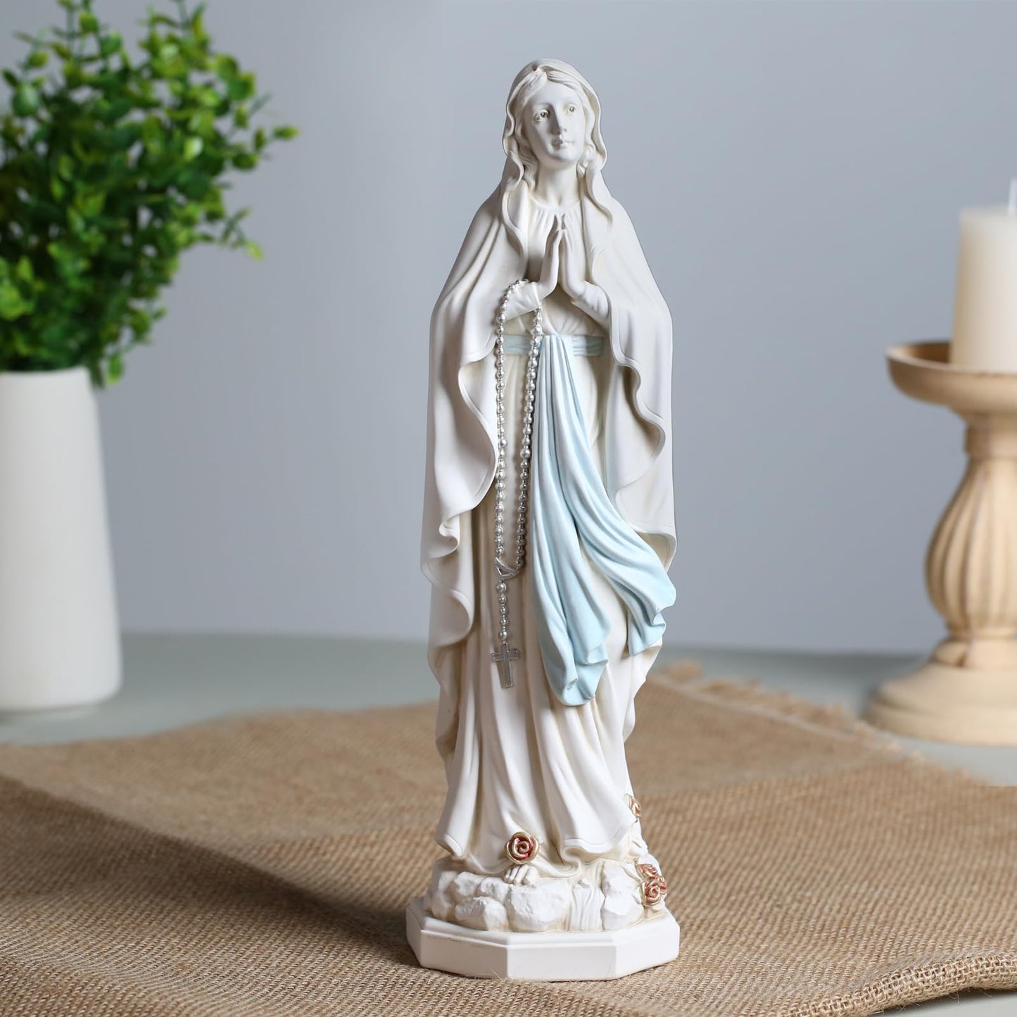 Grace4Joy Our Lady of Lourdes Statue, 12 Inches Mother Mary Statue Outdoor Garden Decor, Hand Painted Lourdes Virgin Mary Sculpture Catholic Gifts for Mom, Grandmother