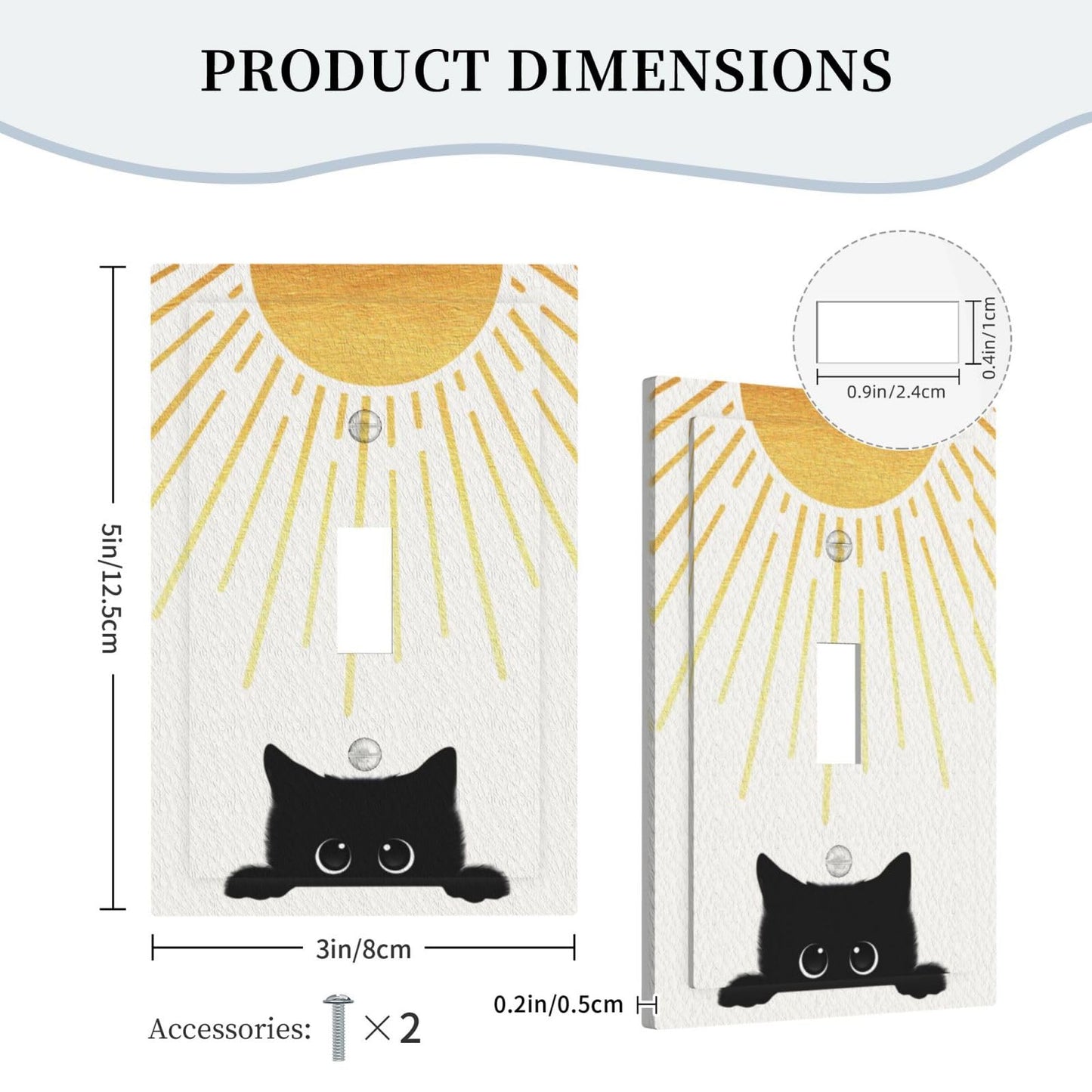 BHGAHD Decorative Light Switch Cover Plate Funny Black Cat Gold Sun 1 Gang Single Toggle Wall Plates for Electrical Outlet Covers Switch Plate Covers Faceplate for Bedroom Home Decor