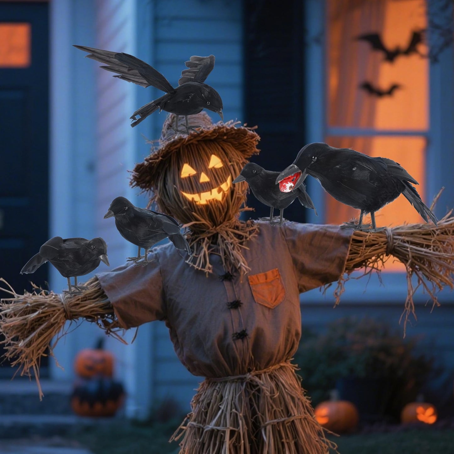 DR.DUDU 5 Pack Halloween Crows Decor Fake Crow