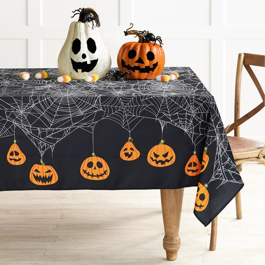 Bnejvif Halloween Tablecloth Rectangle Pumpkin Table Cloth for Dining Table, Waterproof Wrinkle Free,Halloween Decorations for Kitchen, Parties, 60 X 102 Inches