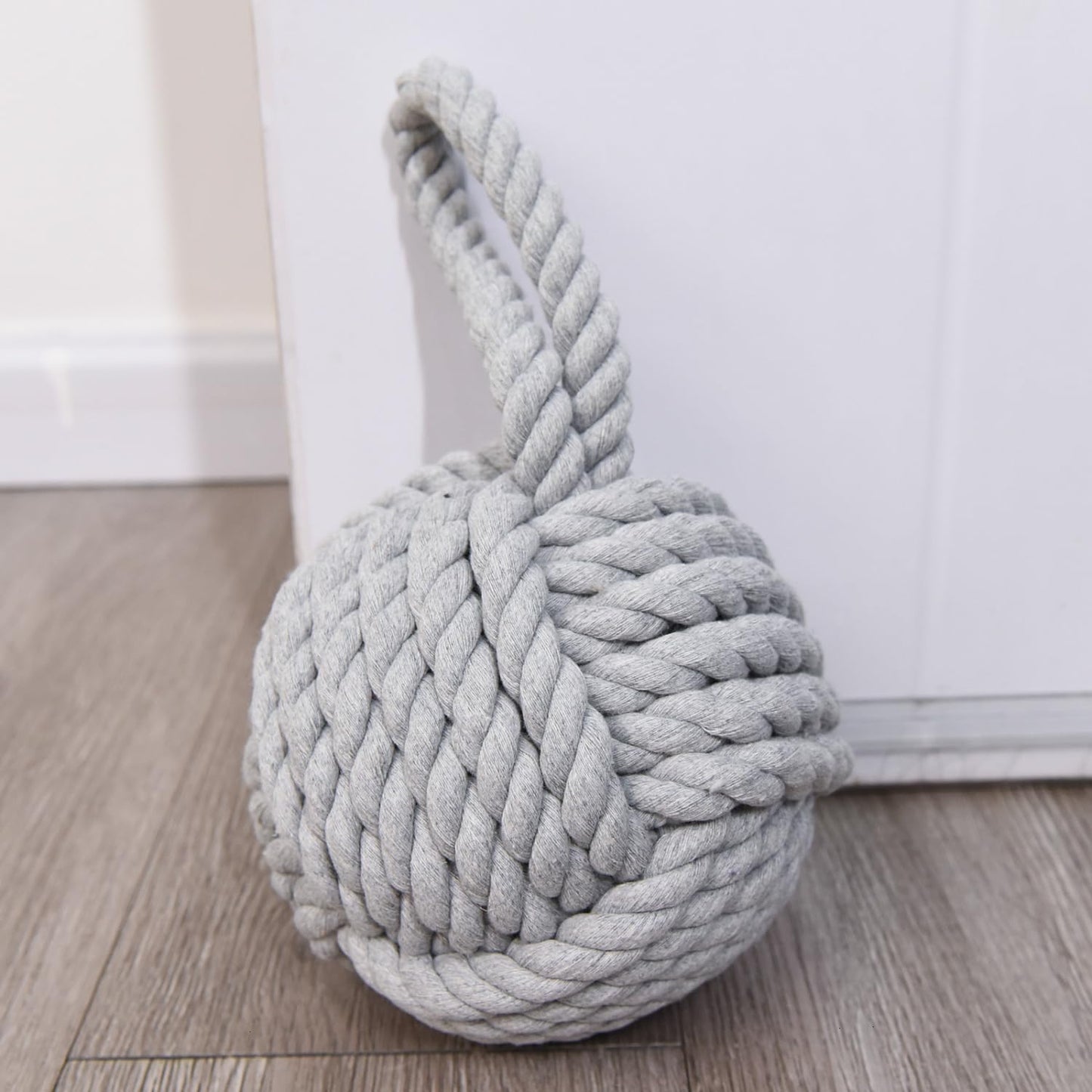 Pomeat Nautical Decorative Door Stopper with Rope Weighted Base - Heavy Duty Door Stop for Home Window Wedge - 6" (Grey)
