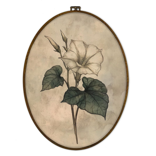 GWFSJYU Vintage Floral Framed Oval Wall Art Decor, Farmhouse Witch Flower Canvas Prints Wall Art, Antique Floral Hanging Decor for Bathroom Living Room Bedroom, 8.7x11.3inch