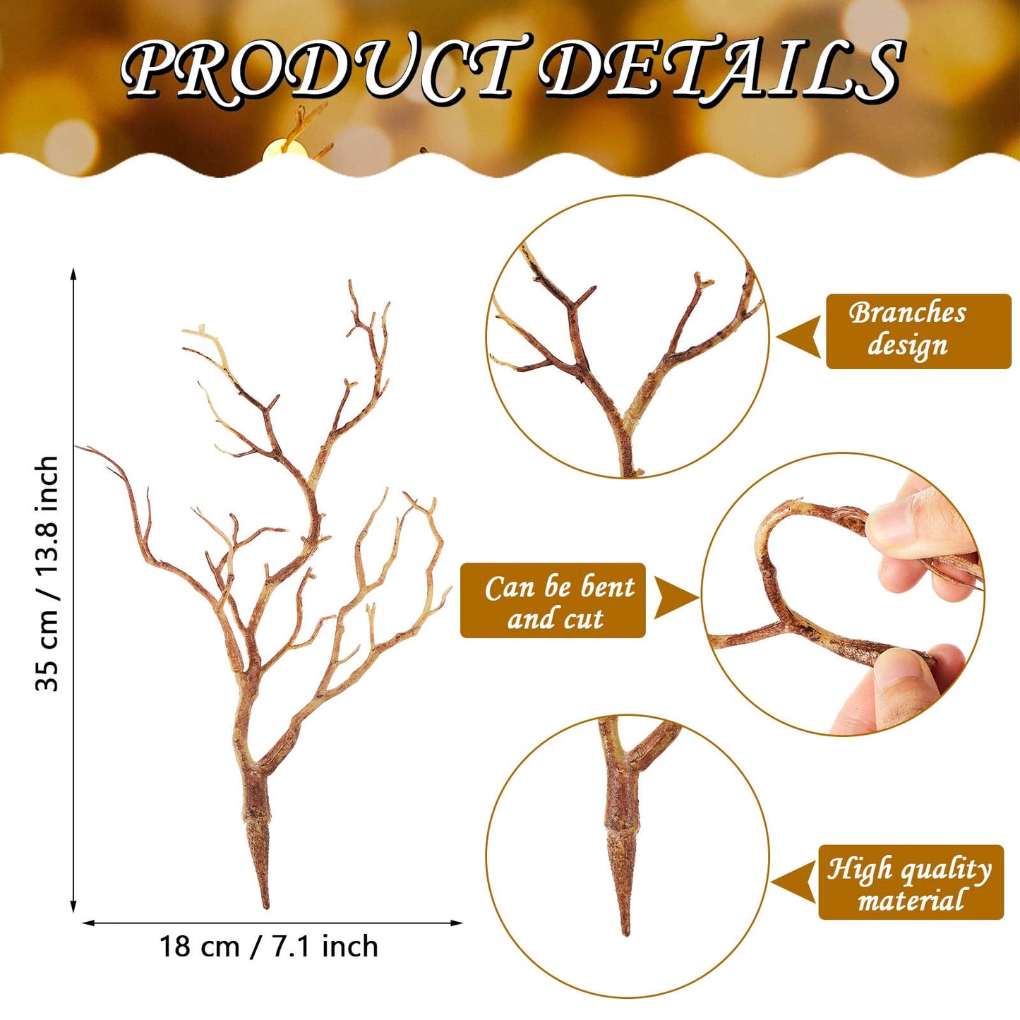 Chuangdi 8 Pcs Lifelike Artificial Antler Branches Curly Bendable Manzanita Tree Branches Plastic Dried Tree Twig for Greenery Craft Home Garden Hotel Party Festival Wedding Decor(Coffee)