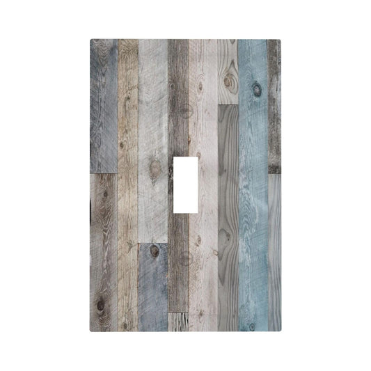‎Sghxwp Rustic Blue Teal Gray Wood Plank Single Toggle Light Switch Covers Decorative Country Vintage Barn Door 1 Gang Wall Plate Electrical Device Switchplate Faceplate for Farmhouse Bathroom Decor