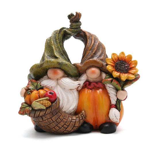 Hodao Harvest Love：Thanksgiving Pumpkin Gnome Couple Embrace Figurines-Adorable Fall Pumpkin Gnomes Home Indoor Tabletop Decoration-Fall Thanksgiving Gifts