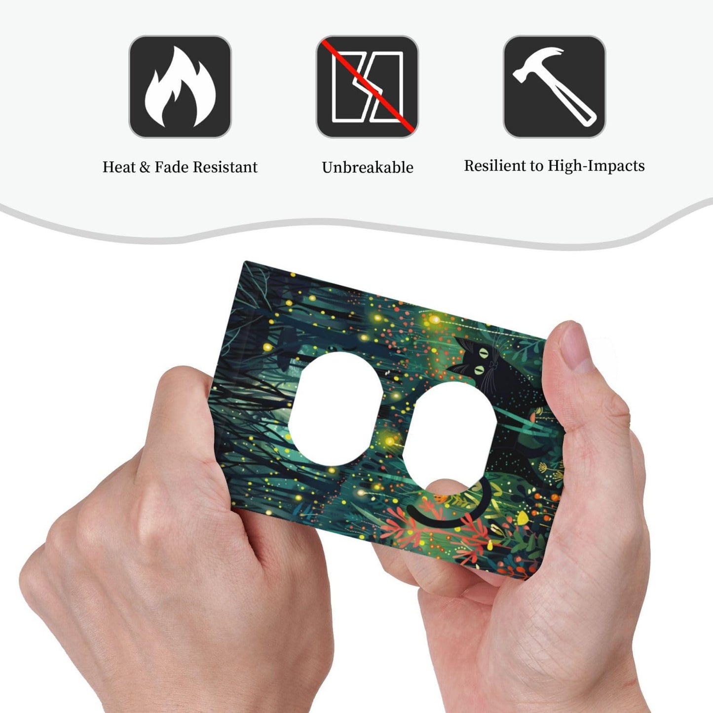Labliqas Outlet Covers Forest Black Cat Fairy Firefly 1 Gang Duplex Light Switch Cover Plate Decorative Switch Plate Covers Electrical Socket Cover for Kids room Home Decor