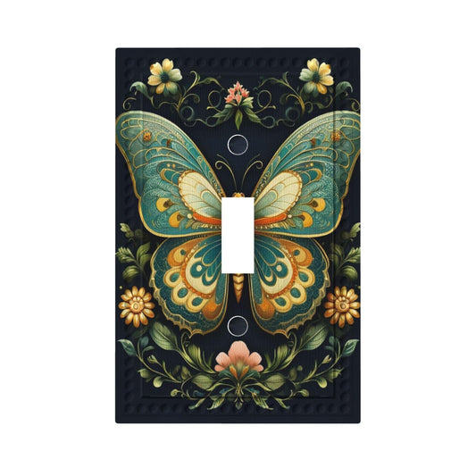 PPZCXWP Vintage Baroque Butterfly Gold Toggle Switch Plate Cover