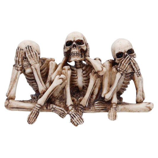 Nemesis Now Three Wise Corpse Figurines 7.3cm – Gothic Skeleton Home Decor, See Hear Speak No Evil, Hand Painted Resin Statue, Gifts for Collectors