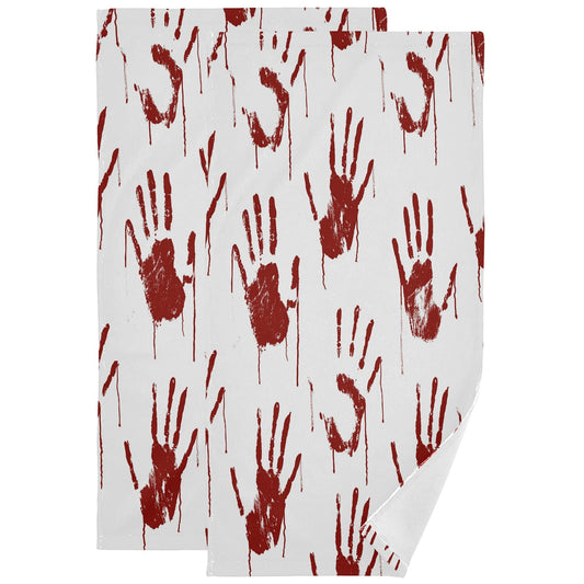 Pfrewn Red Bloody Scary Hands Hand Towels Set of 2 Halloween Fall Autumn Winter Bathroom Towel 16x30 in Soft Absorbent Guest Bath Towel Kitchen Dish Towel Spa Home Decor Gifts
