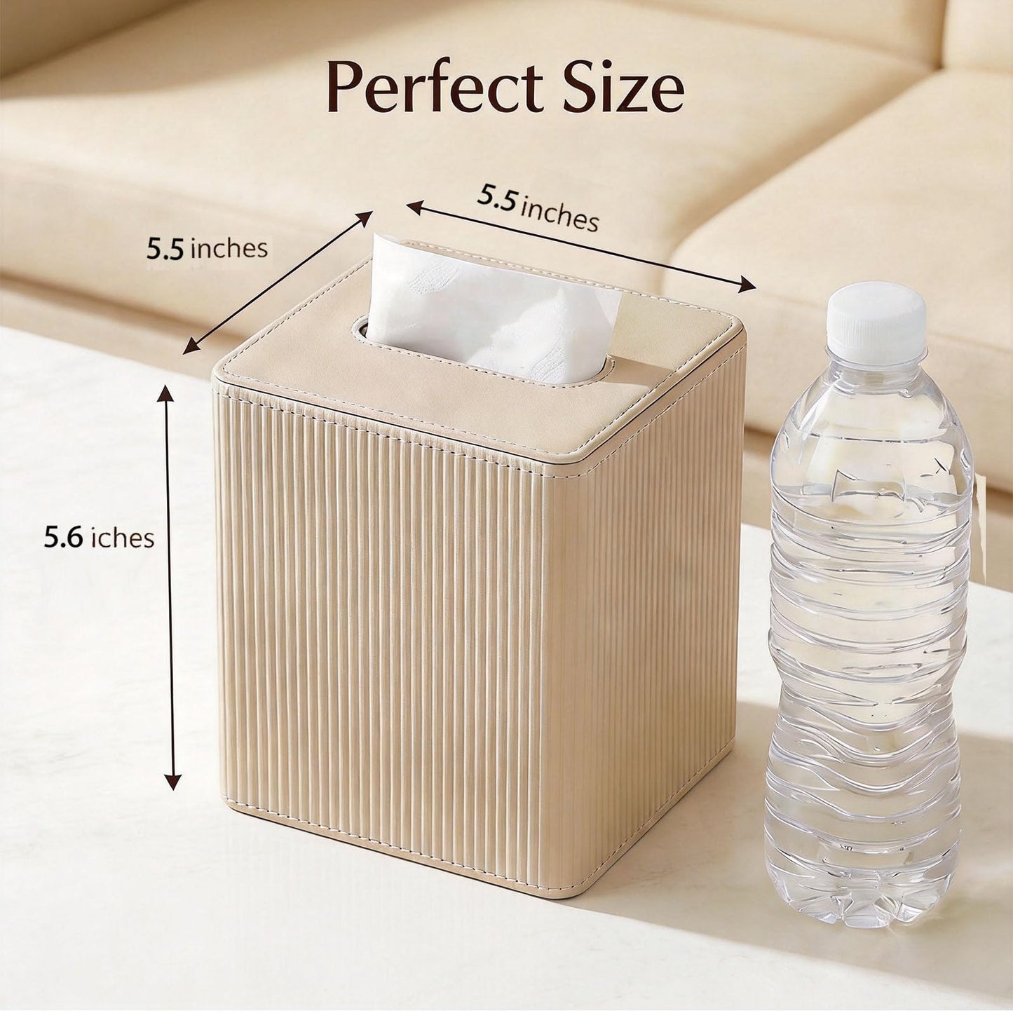 Tissue Box Cover Square with Magnetic Closure, PU Leather Tissue Box Holder for Bathroom NightStands Livingroom, Decorative Modern Square Tissue Holder