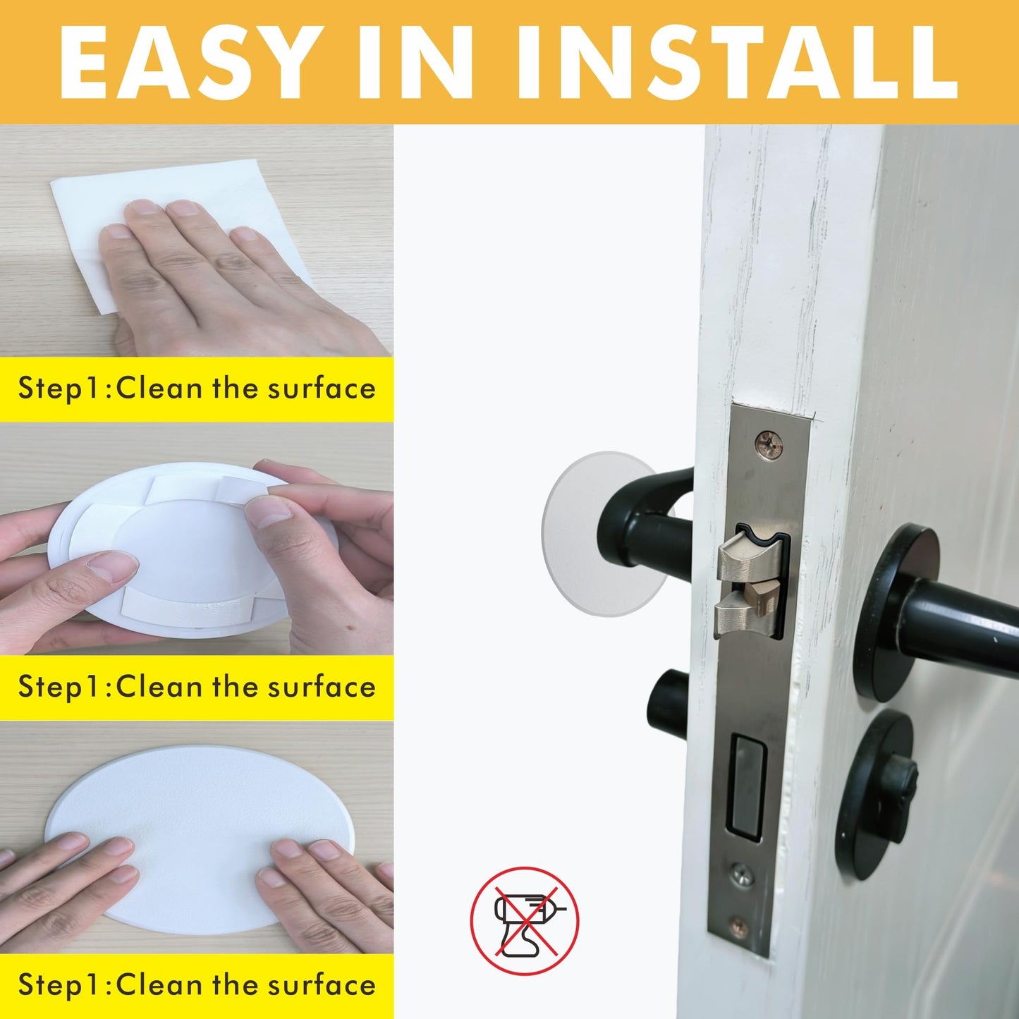 5PCS 5" Door Knob Stoppers Value Pack,Wall Protectors with Strong Adhesive,Wall Protector for Door Handle,Home Wall & Door Handle Stoppers,Guard Door Bumpers Stoppers,Rigid Vinyl Wall Protector