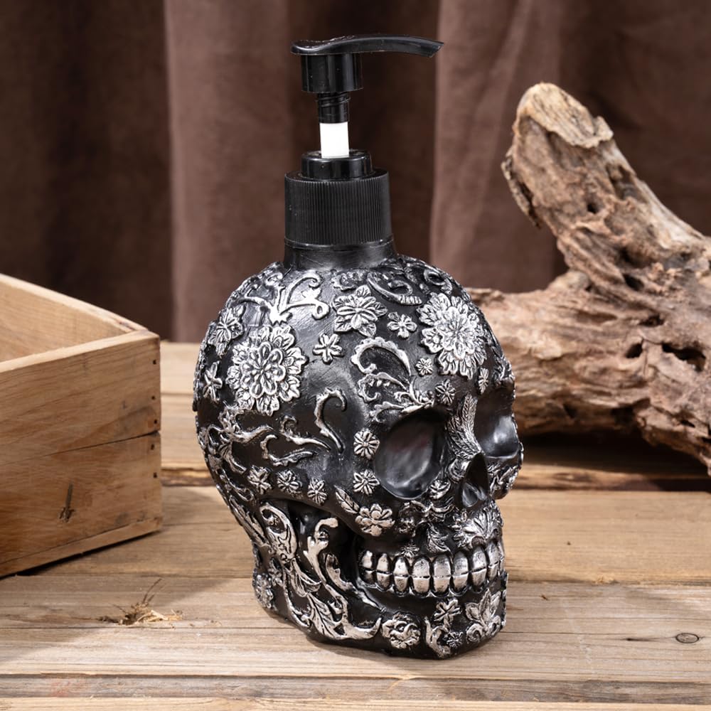 Skull Soap Dispenser with Rust Proof Pump, Refillable Liquid Hand Lotion Bottle for Bathroom, Bedroom and Kitchen（New Upgrade ）.