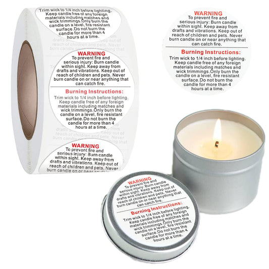 FuraHa 720 Pieces Warning Labels 2 Inch Jar Container Stickers Safety Stickers Decal for Candle Making DIY Jars and Tins