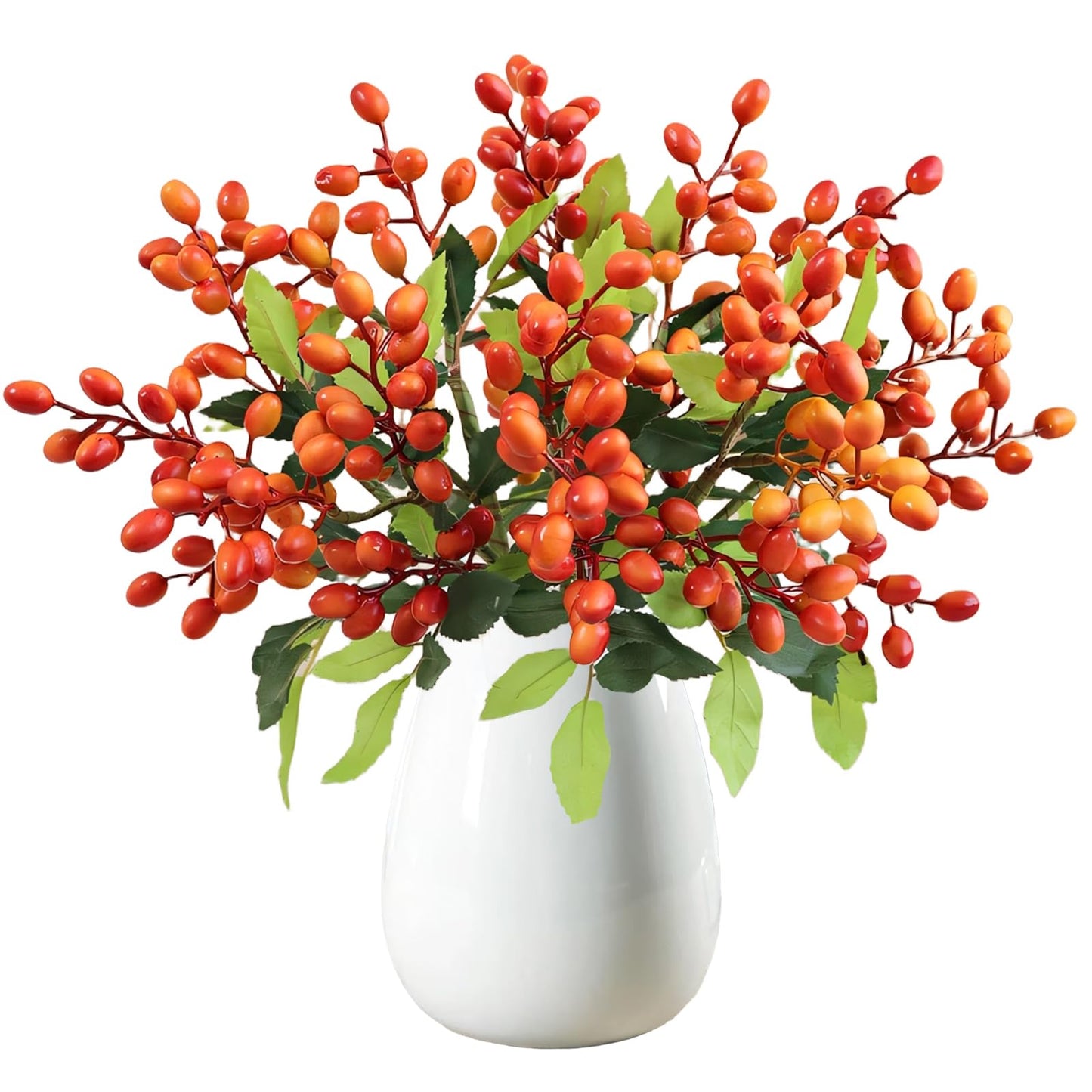 Tyoxlo 4Pcs Orange Artificial Berry Stems Fake Berries Fake Fruit vase Filler Berry Garland Berry Decorations for Home Halloween Decor Thanksgiving Christmas Decorations（Orange）