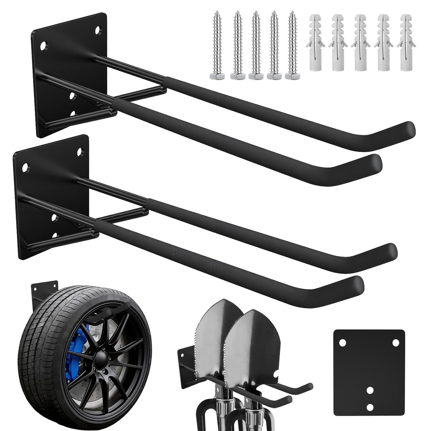 Loebelle 2 Pack Garage Storage Hooks 14" Ladder Hooks for Garage Wall