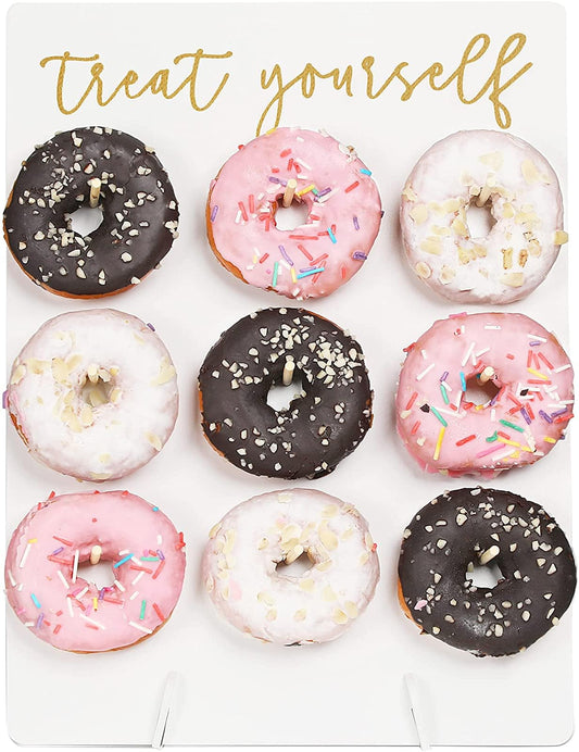 Rmeosye Donut Wall Display Stand, White Donut Holder Board，Fits 9 Donuts