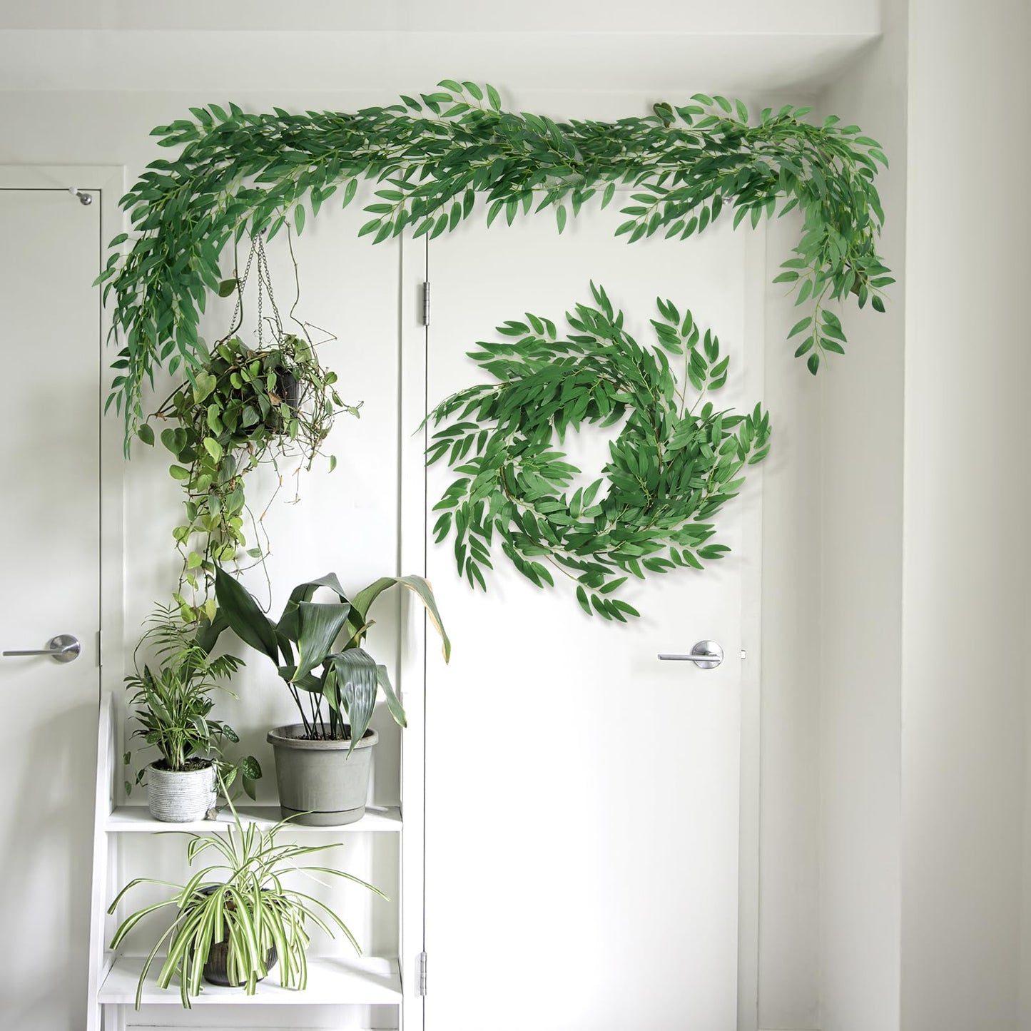 RECUTMS Artificial Willow Leaves Vines 6.5ft Silk Leaf Ivy Greenery Garland