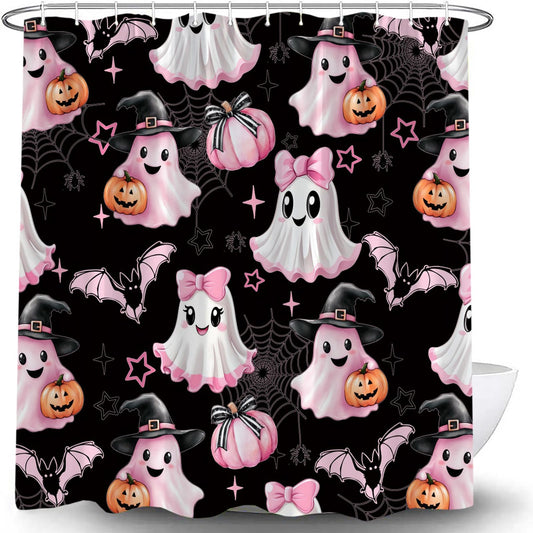 JWJAMM Spooky Halloween Shower Curtain, Black, 70x70 Inch