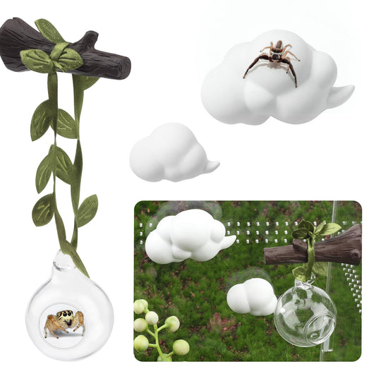 GAGILAND 4 Pcs Jumping Spider Accessories Glass Ball Habitat Cloud Platform Ledges Jumping Spider Hide for Decorating Jumping Spider Enclosure Climbing & Exploration