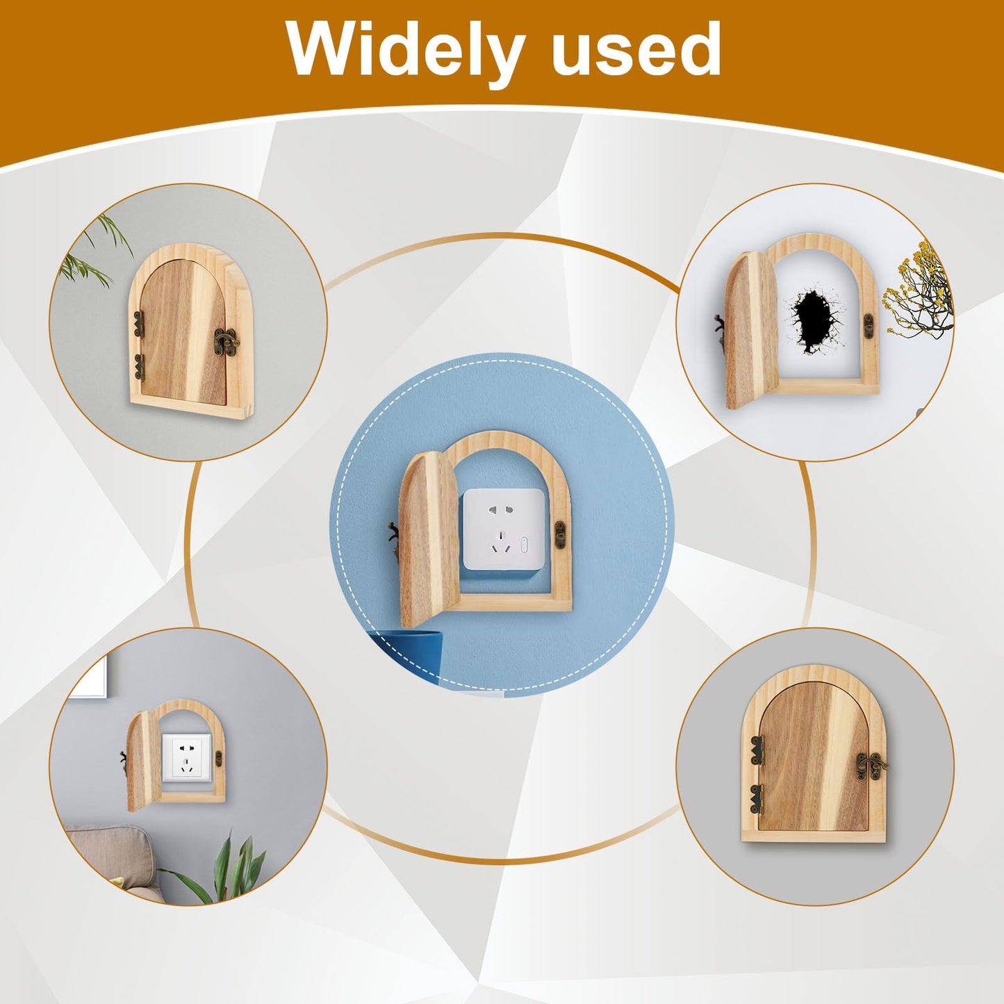 2 Pcs Fairy Door Outlet Covers, Wooden Outlet Covers, Wood Door Shape Romantic Fairy Door Outlet Cover Plate, No Drilling Outlet Cover Plates, Decorative Wall Outlet Covers for Children and Pets