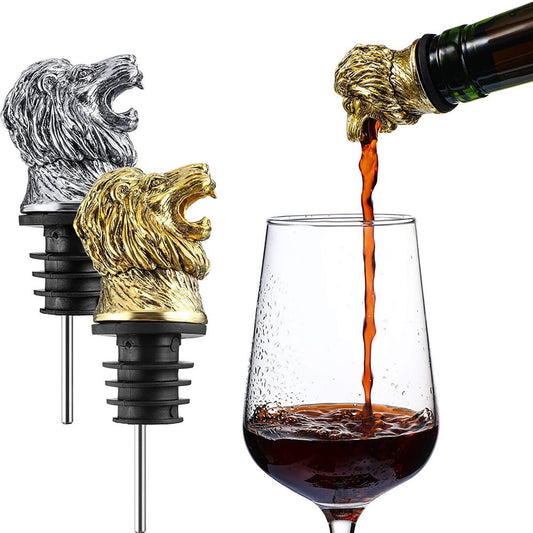 Qaoliffa Lion Head Wine Aerator Pourer Spout,White Wine Accessories Aeration Work with Wine Opener for Beginner Enthusiast,Liquor Bottle Pourers Wine Decanter