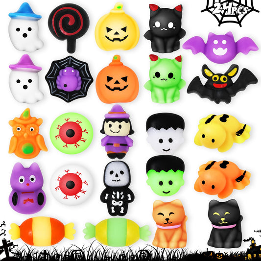 AuroTops 24 PCS Halloween Squishy Toys for Kids Halloween Party Favors Classies Character Squeeze Toys for Trick or Treat Gifts Bulk,Goodie Bags Stuffers for Kids Treat Bags Gifts Classroom Rewards
