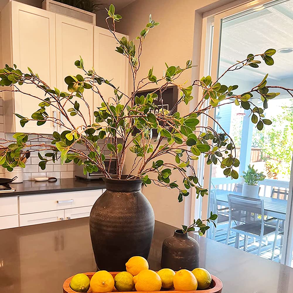 Antspirit 3pcs Faux Stems Artificial Branches for Vase Artificial Stems Artificial Greenery Stems Faux Green Stems Artificial Eucalytus Branches Fake Stems(42"/Each Branch)