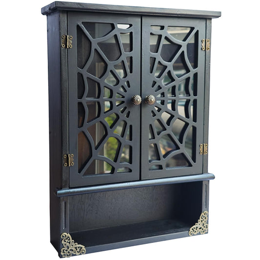 IRISVITA Spider Web Floating Gothic Shelf, Gothic & Vintage Wall Decor, Floating Shelves for Bedroom & Bathroom, Halloween Decor, Dark Academia Gift for Poetry/Goth Fans