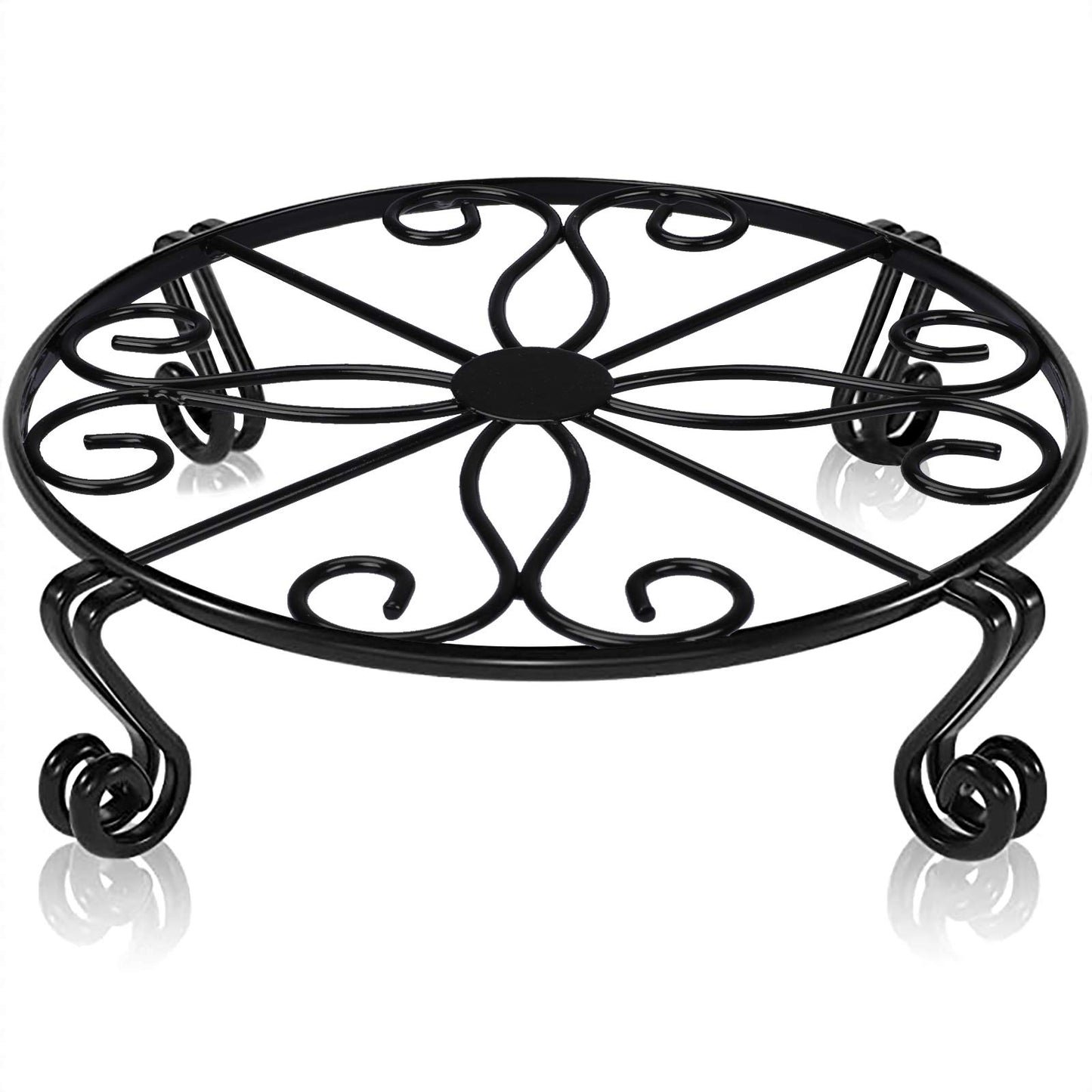 Autopromake 12"x3.1" Black Plant Stand for Flower Pot Heavy Duty Potted Holder Indoor Outdoor Metal Rustproof Iron Garden Container Round Supports Rack for Planter Bronze,Pumpkin Stand Outdoor