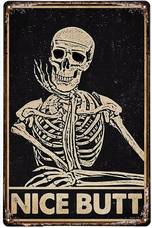 Skull Metal Tin Sign Pretty Face Funny Poster Cafe Dining Room Living Room Kitchen Bathroom Home Art Wall Decor Plaque