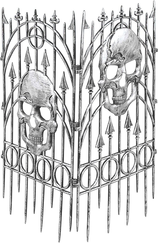Rubies Silver Skull Fence Prop - 2 Pack Décor for Adults, Unisex One Size