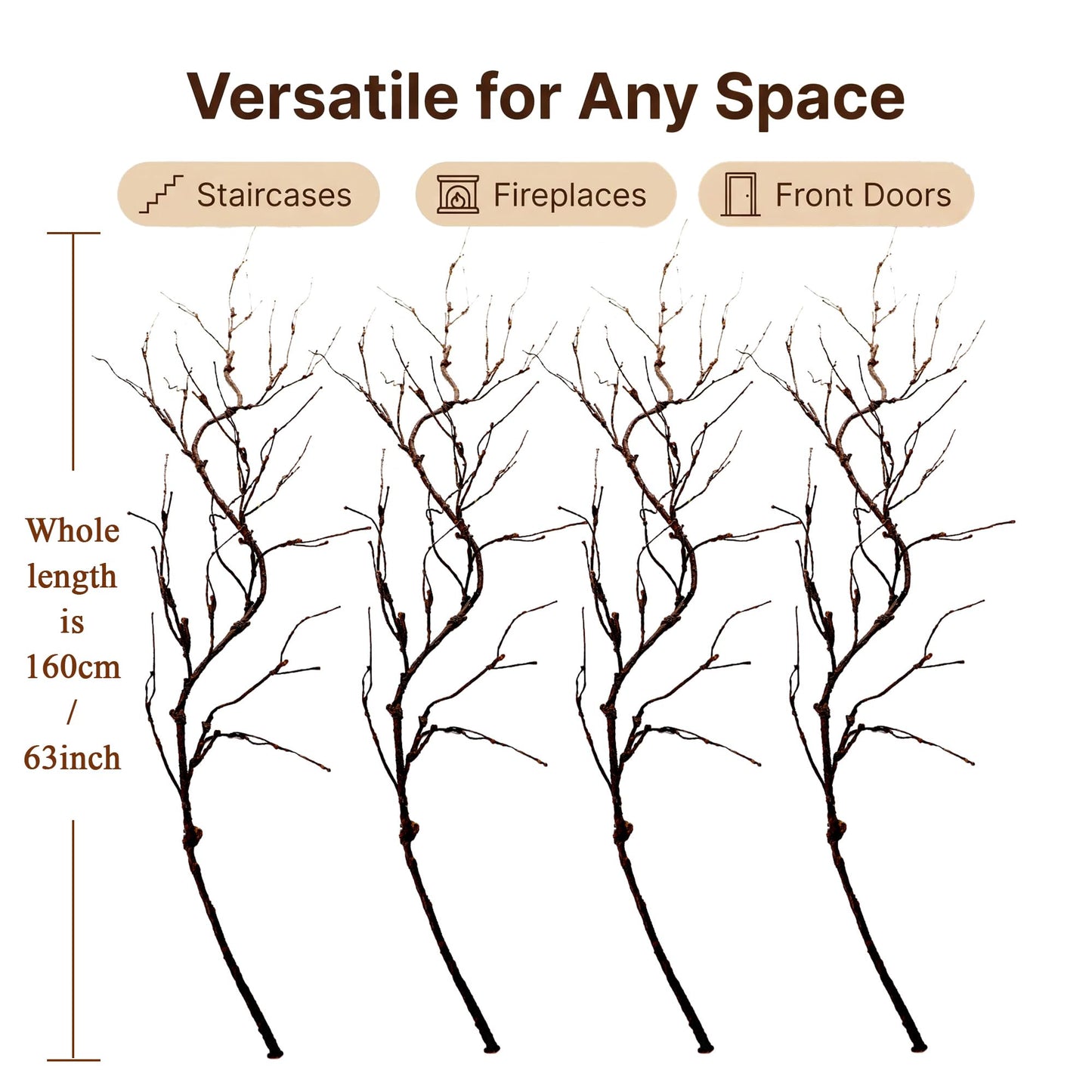 4Pcs Artificial Creepy Flexible Tree Branches Twigs Garland Halloween Decor