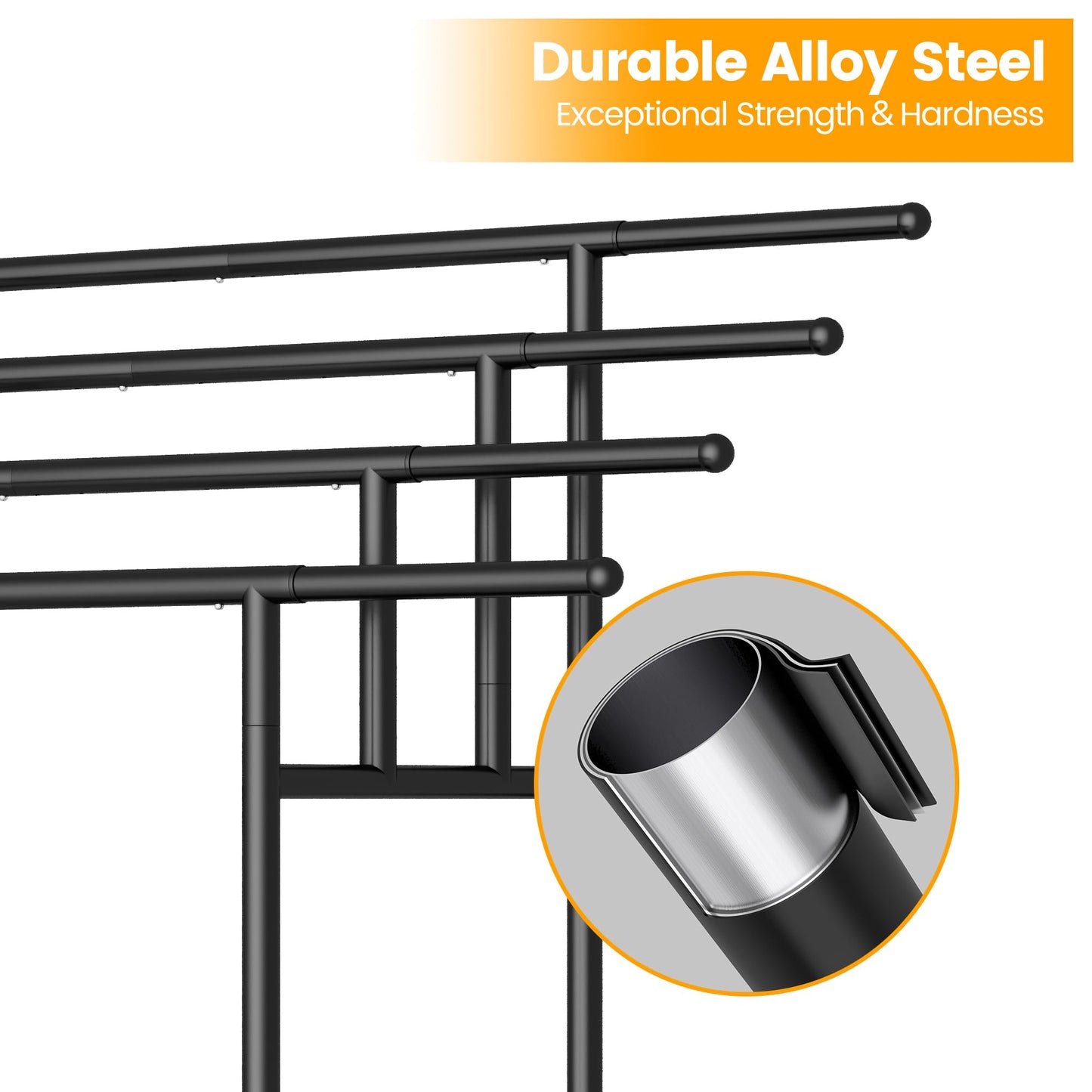 Homeiju Expandable Free Standing Towel Rack for Bathroom, 4 Tier Blanket Rack, Adjustable Blanket Holder for Bathroom, Towel Drying Rack Stand for Outdoor, Poolside, Black