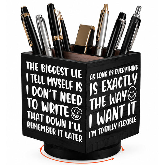 Outus Funny Coworker Gift Pen Holder for Desk, Sarcastic Office Desk Decor, Rotating Wooden Pencil Holder, Funny Office Gift for Women Men Boss Coworkers (Black)