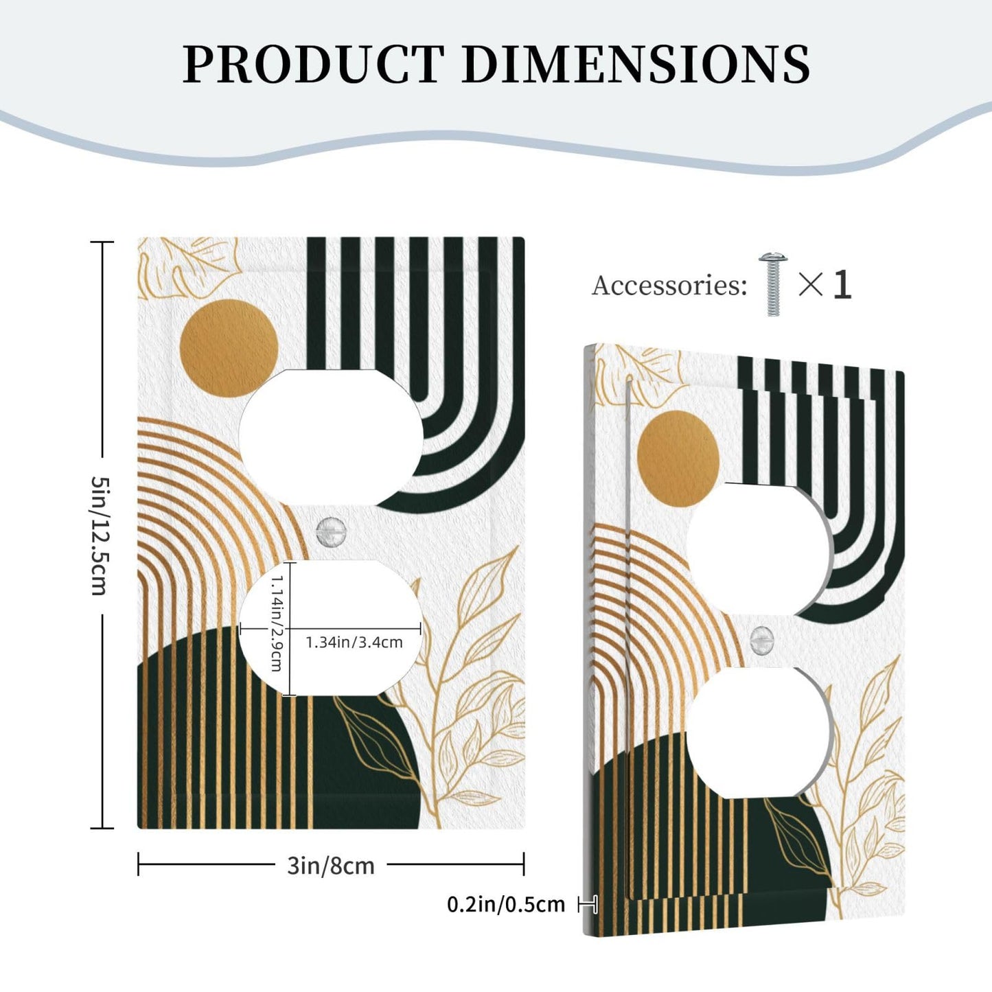 JDAKHD Mid Century Boho Decorative Outlet Covers Abstract 1 Gang Duplex Decorative Wall Plate Modern Sun Minimalist Aesthetic Arch Curve Leaves Geometric Light Switch Plate Covers Faceplate